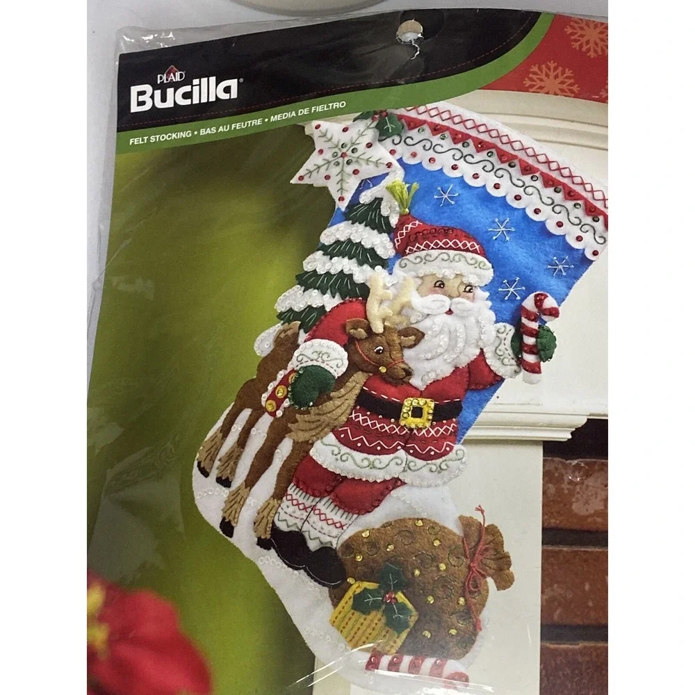 Bucilla Nordic Santa Reindeer Felt Christmas Stocking Stitchery Kit, 86647 18 in